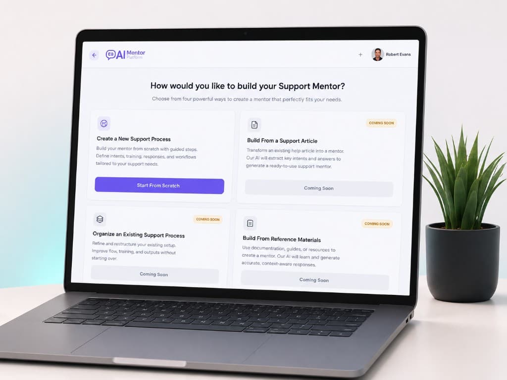 Mentor Studio Support Mentor Builder interface for creating a guided support process.