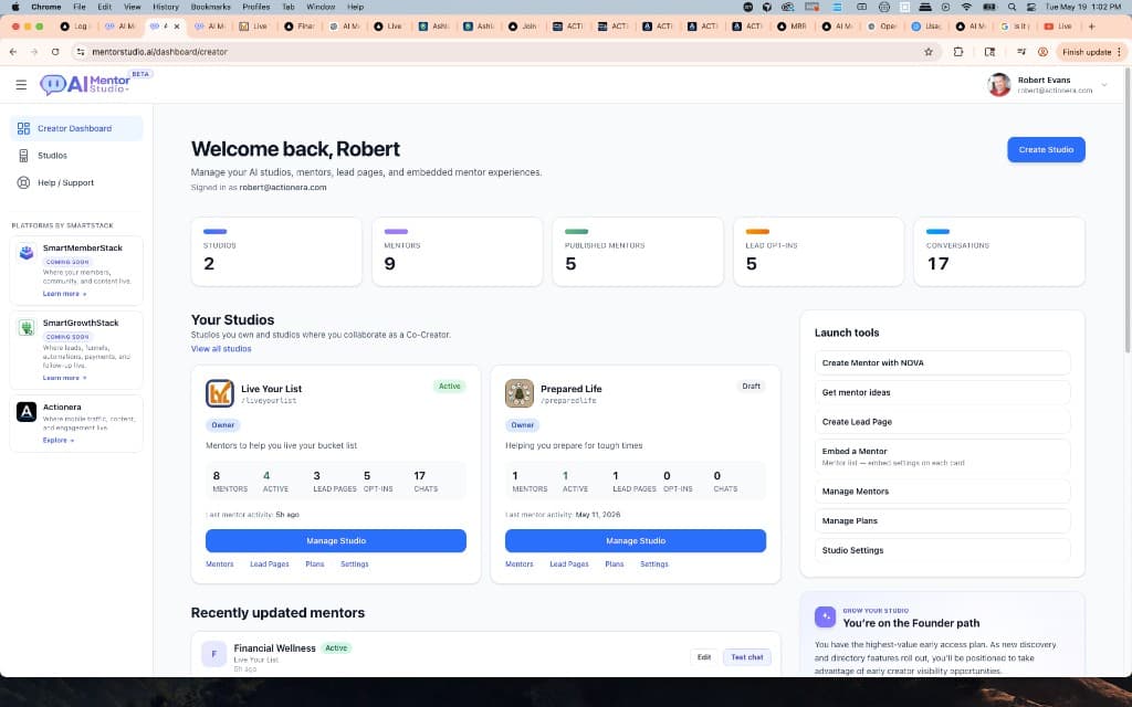 AI Mentor Studio creator dashboard